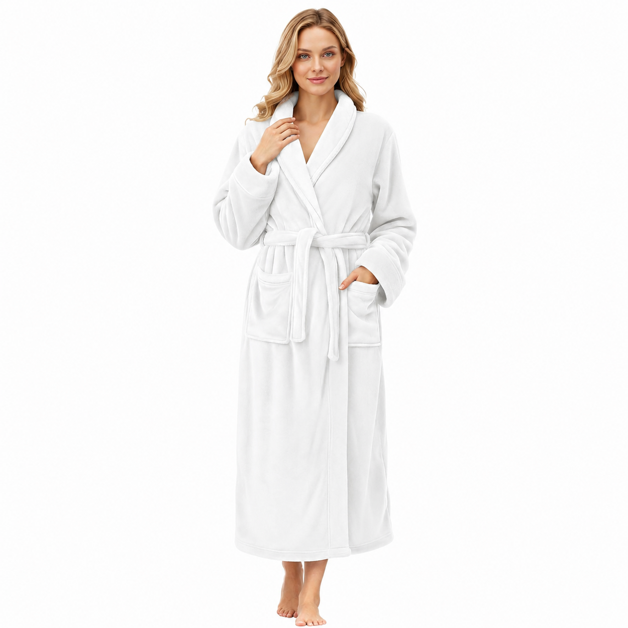 Plush Fleece Long Fluffy Soft Bathrobe For Women