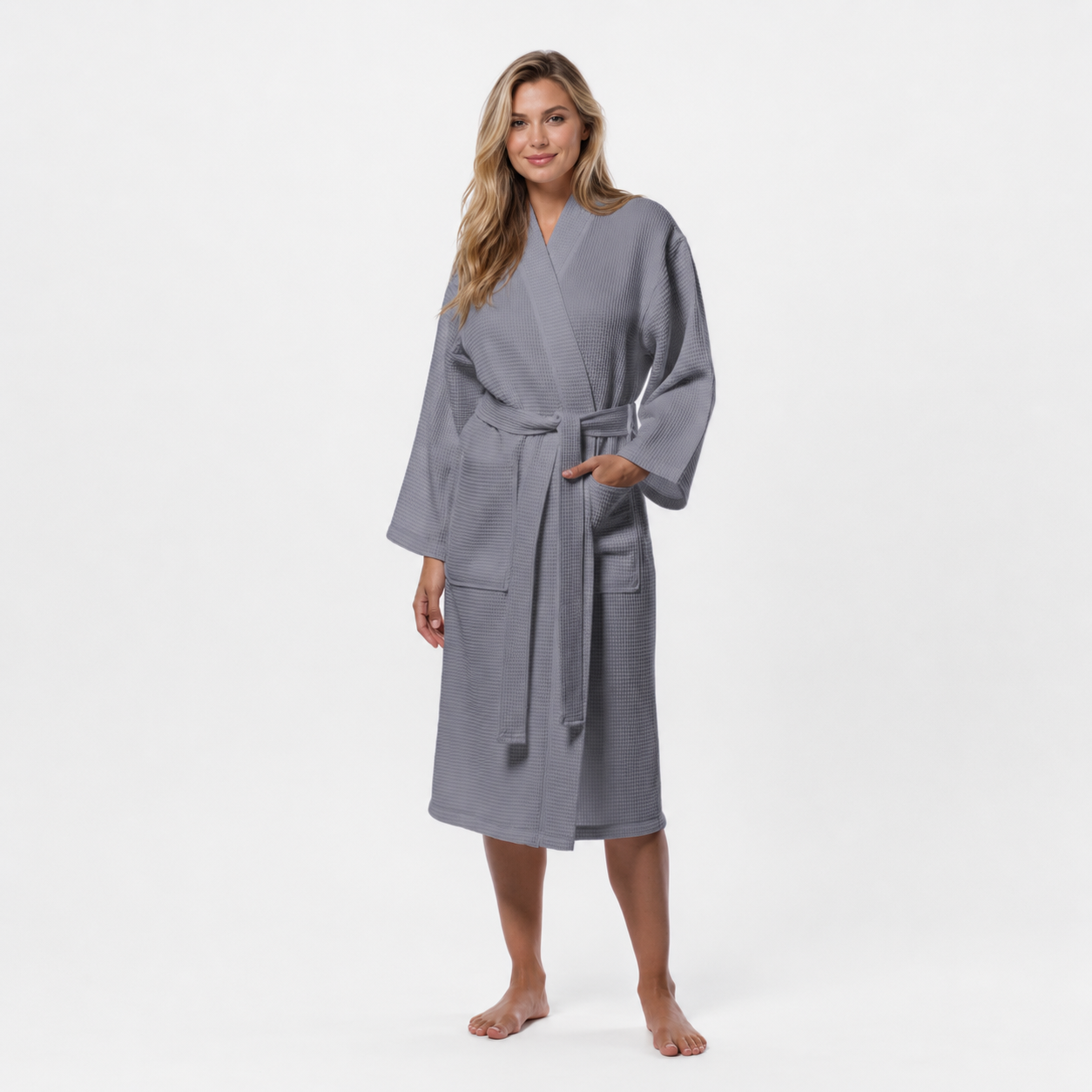 Fast Drying Full Length Lightweight Waffle Knit Soft Spa Bath Robe