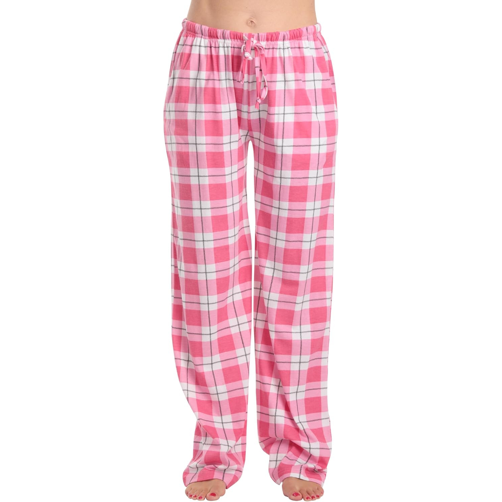 Plush Pajama Pants For Night Wear With Buffalo Plaid For Women