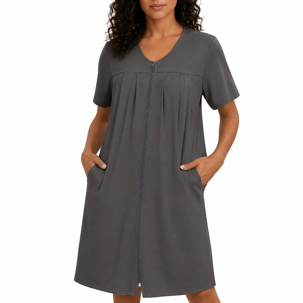 Knit Lightweight Robes With Zipper And Pockets For Women