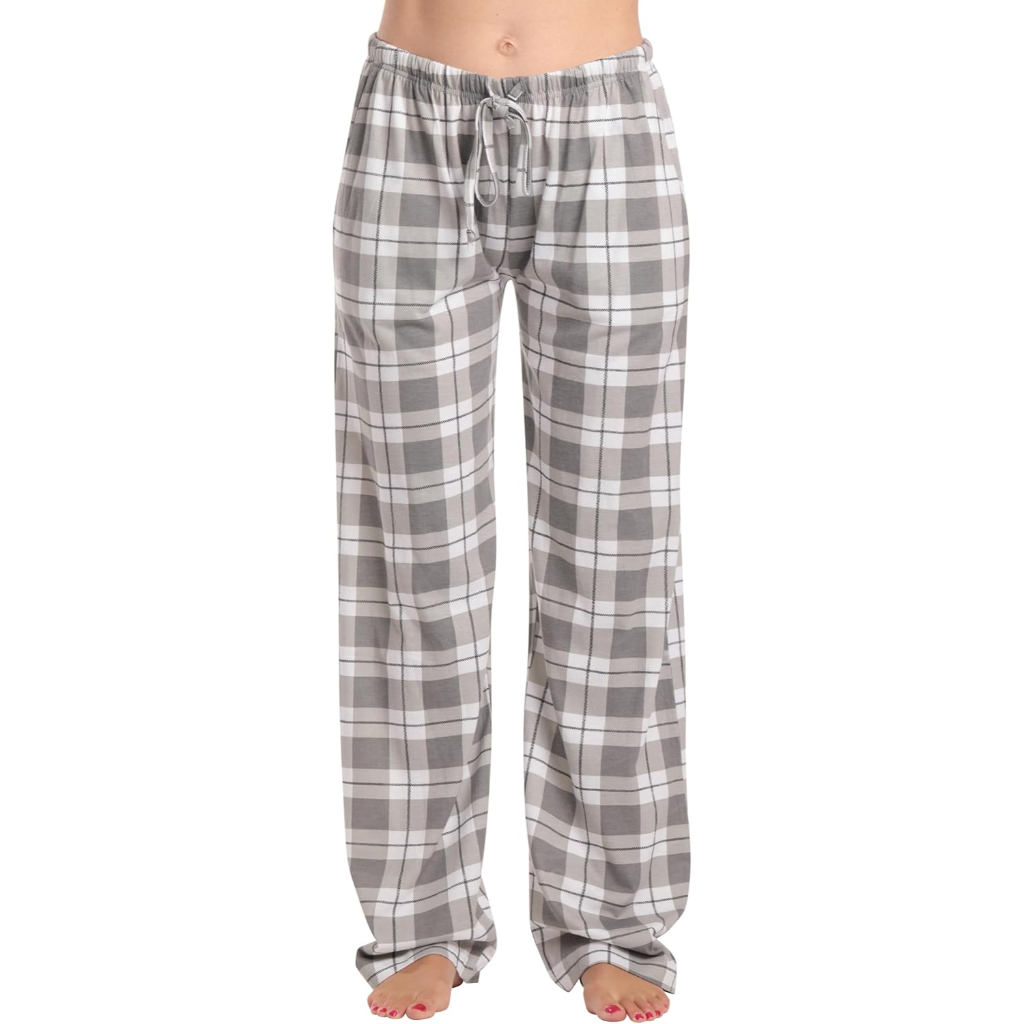 Plush Pajama Pants For Night Wear With Buffalo Plaid For Women