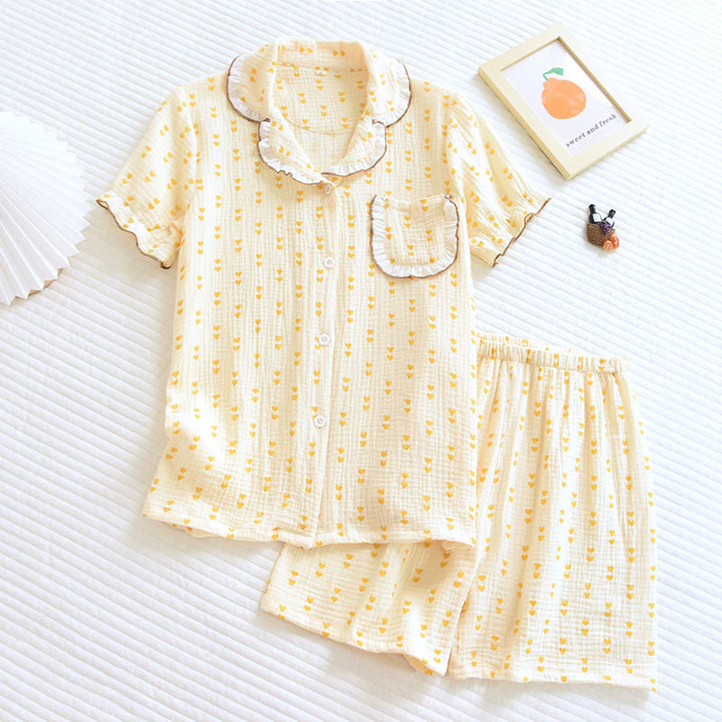 Women's Short Sleeve Geometric Pattern 2 Piece Pajama Set-Original Pajamas