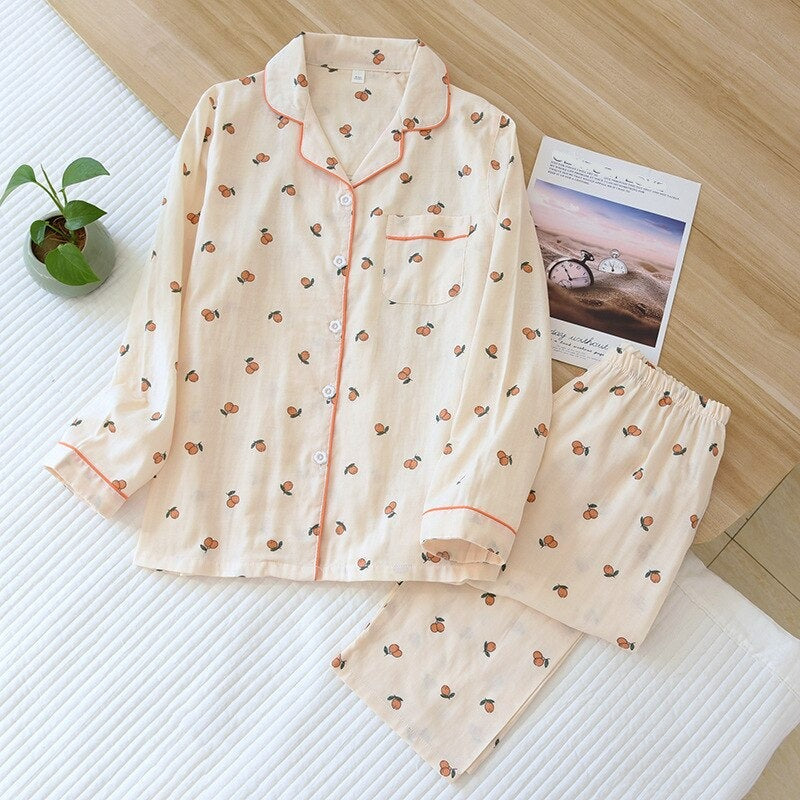 Women's Long Sleeve Printed 2 Piece Pajama Set-Original Pajamas