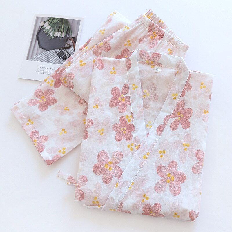 Women's Floral 2 Piece Kimono Pajama Set-Original Pajamas