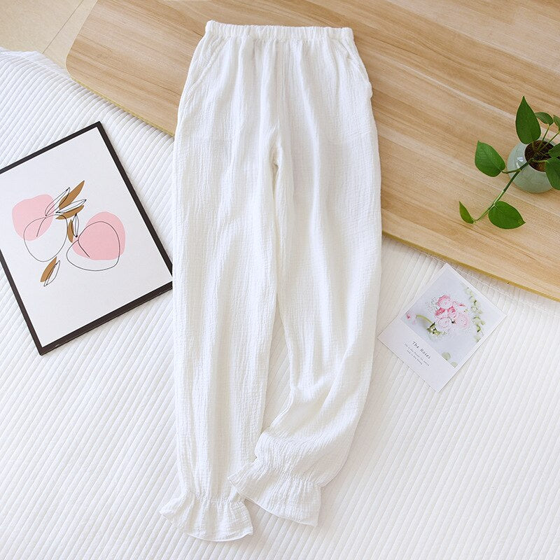 Women's Solid Color Cotton Crepe Pants-Original Pajamas