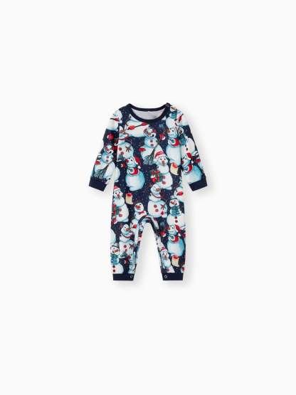 Family Matching Snowman Print Pajama Set With Long Sleeves-Original Pajamas