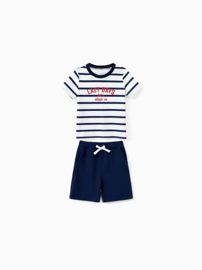 Family Matching Preppy Striped Pajama Set With Shorts-Original Pajamas