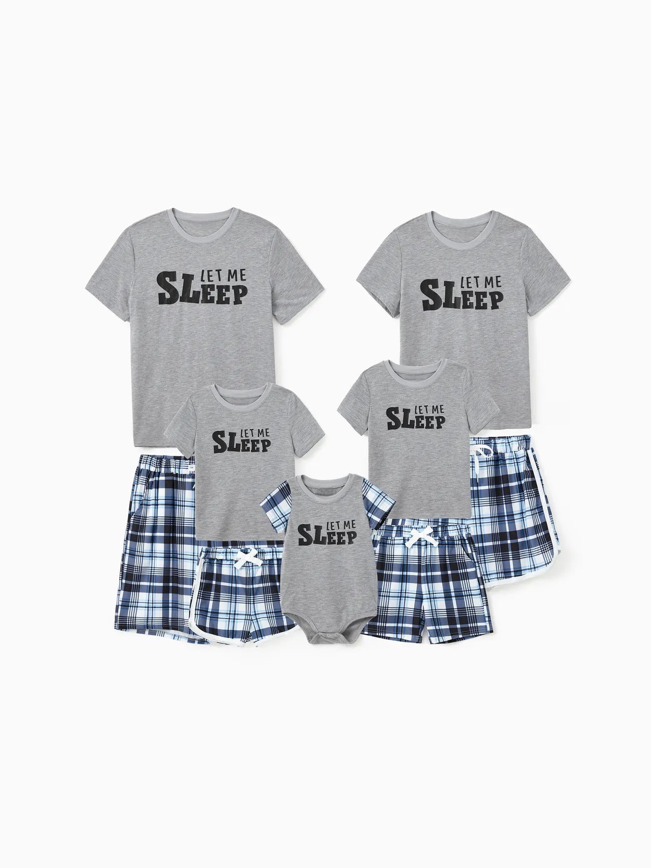 Let Me Sleep Print Family Pajama Set With Plaid Shorts-Original Pajamas
