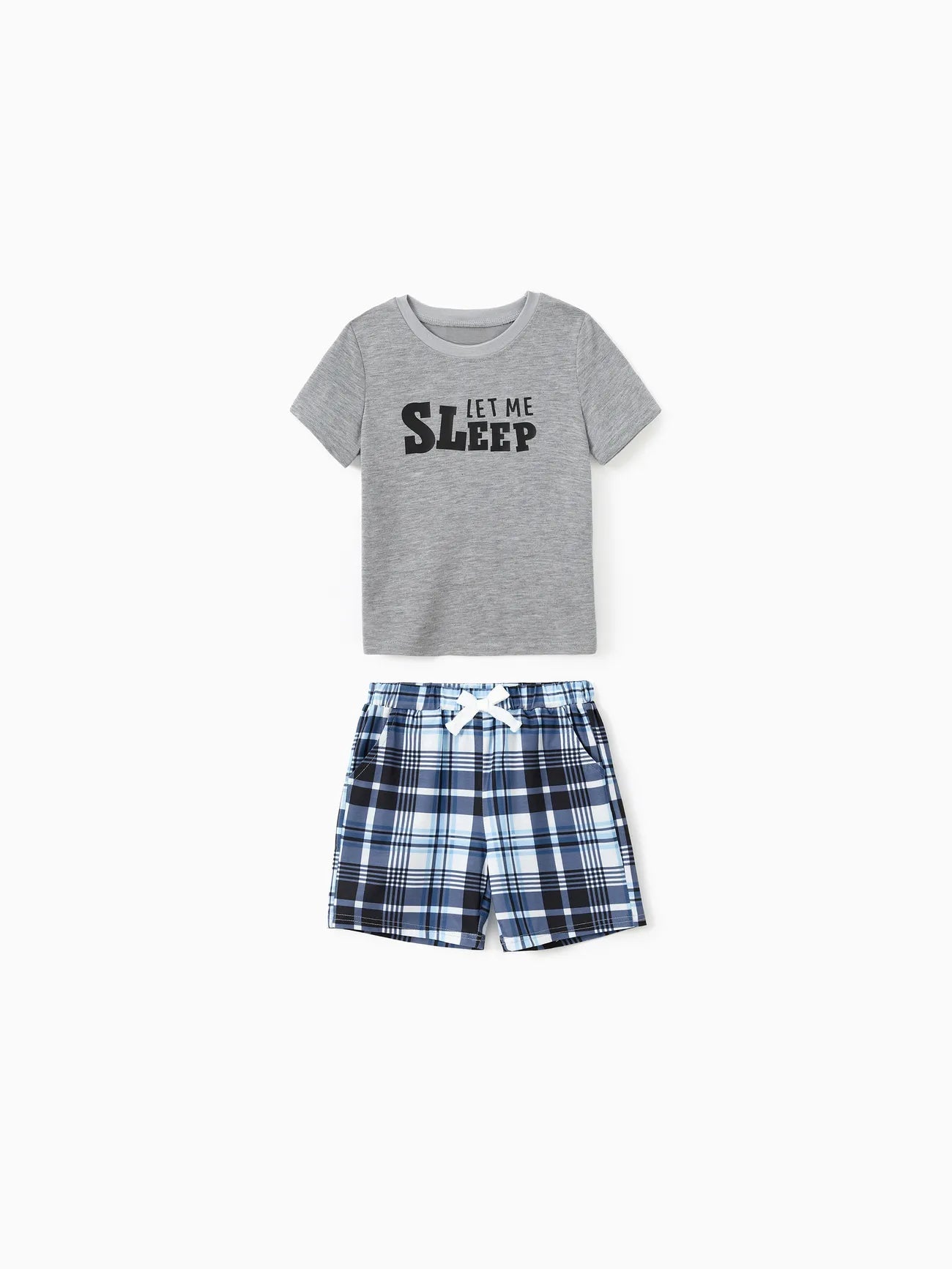 Let Me Sleep Print Family Pajama Set With Plaid Shorts-Original Pajamas