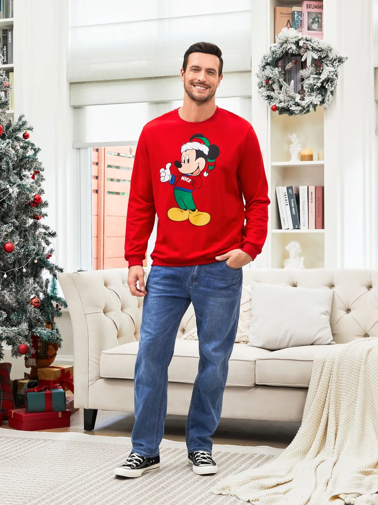 Mickey And Friends Printed Family Christmas Matching Sweatshirt-Original Pajamas