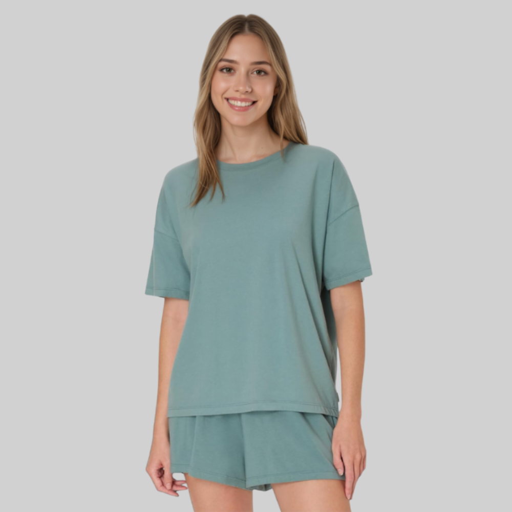 2 Piece Lounge Set With Supersoft Boxy T Shirt And Shorts
