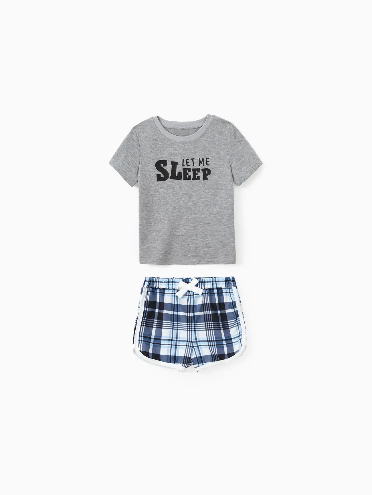 Let Me Sleep Print Family Pajama Set With Plaid Shorts-Original Pajamas