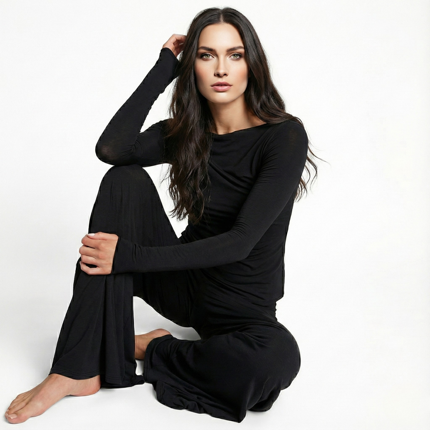 Casual Wide Pants With Cashmere Blend For Home