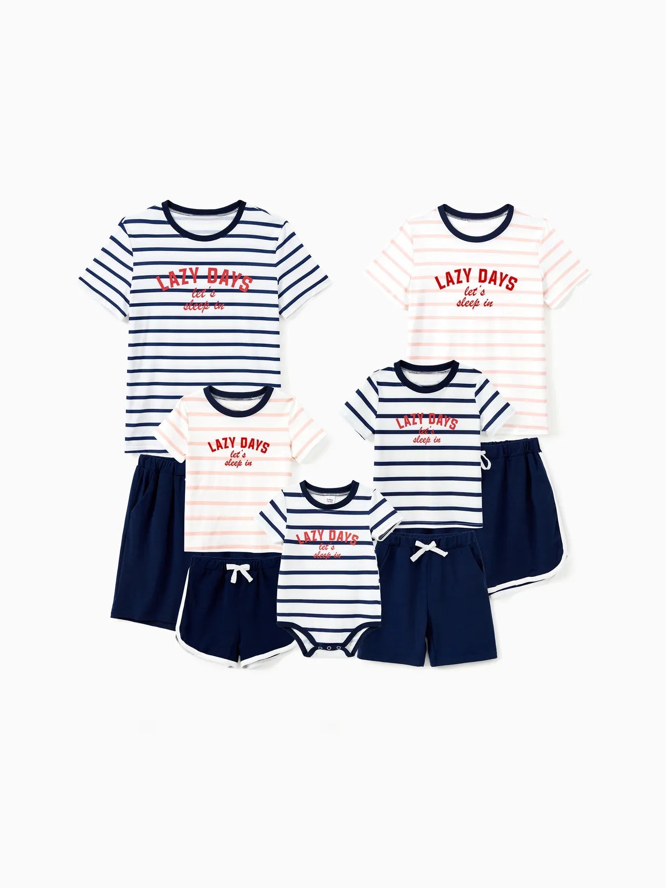 Family Matching Preppy Striped Pajama Set With Shorts-Original Pajamas