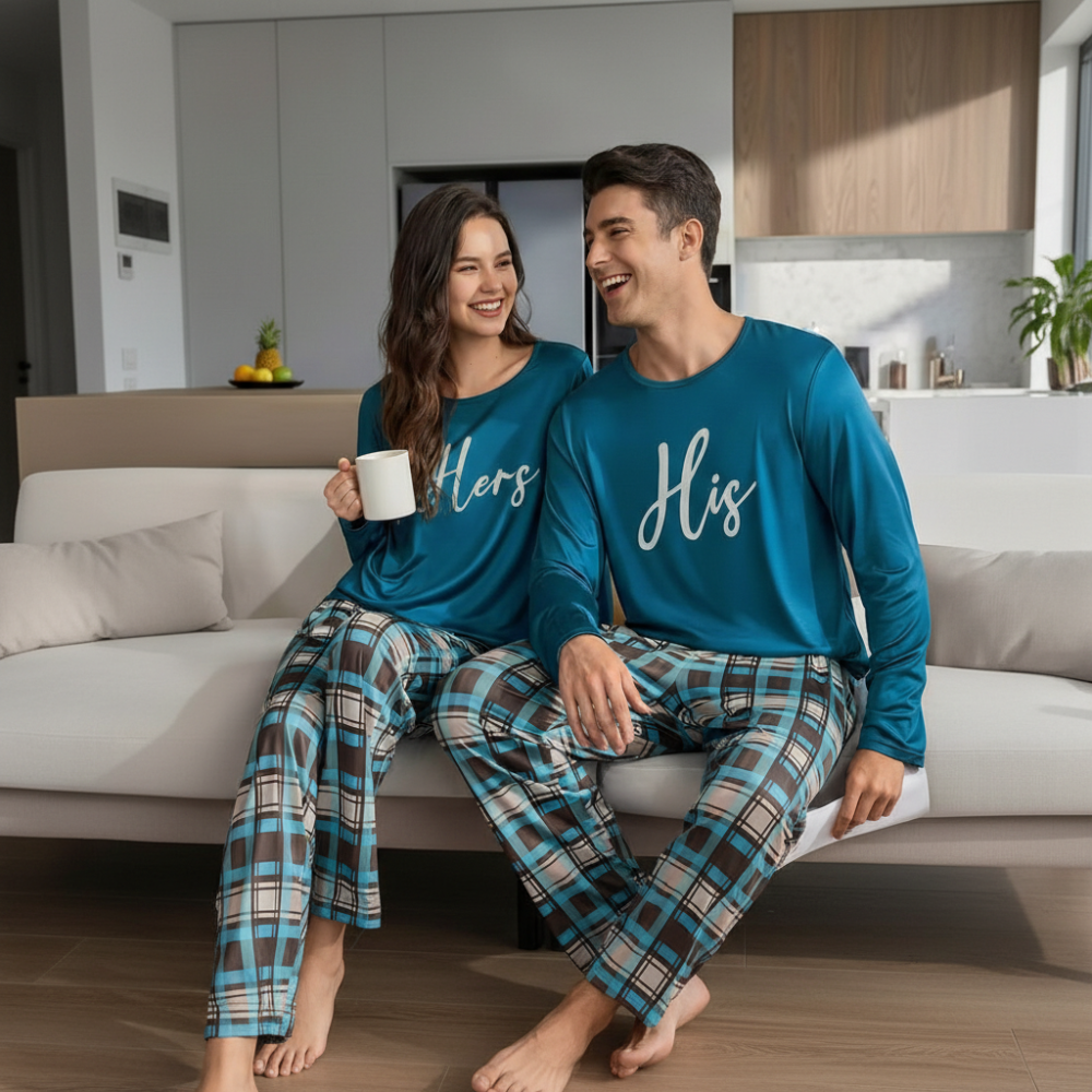 Plaid Pattern Printed Pajamas Set