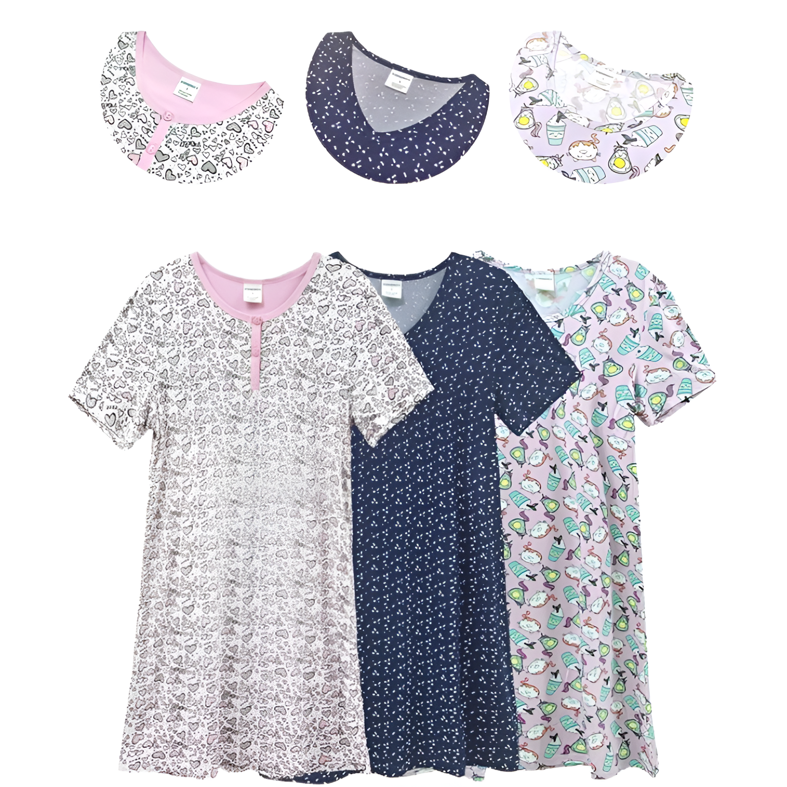 Pack Of 3 Short Sleeve Nightgowns For Women