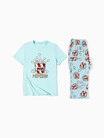 Christmas Popcorn Print Family Pajamas Set-Original Pajamas