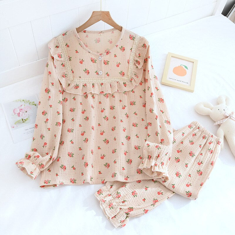 Long Sleeve Floral Women's 2 Piece Pajama Set-Original Pajamas