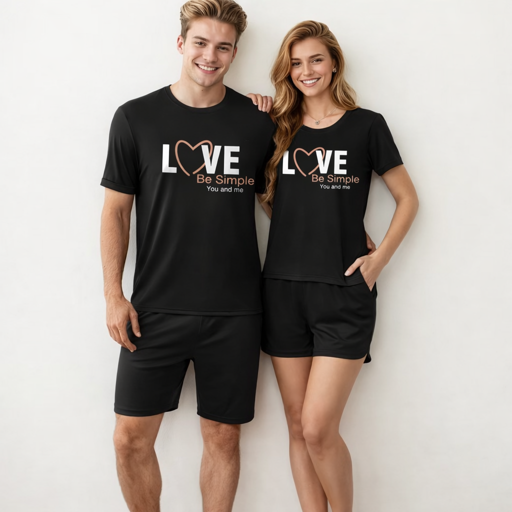 Love Letter Printed Matching Couple Pajama Set