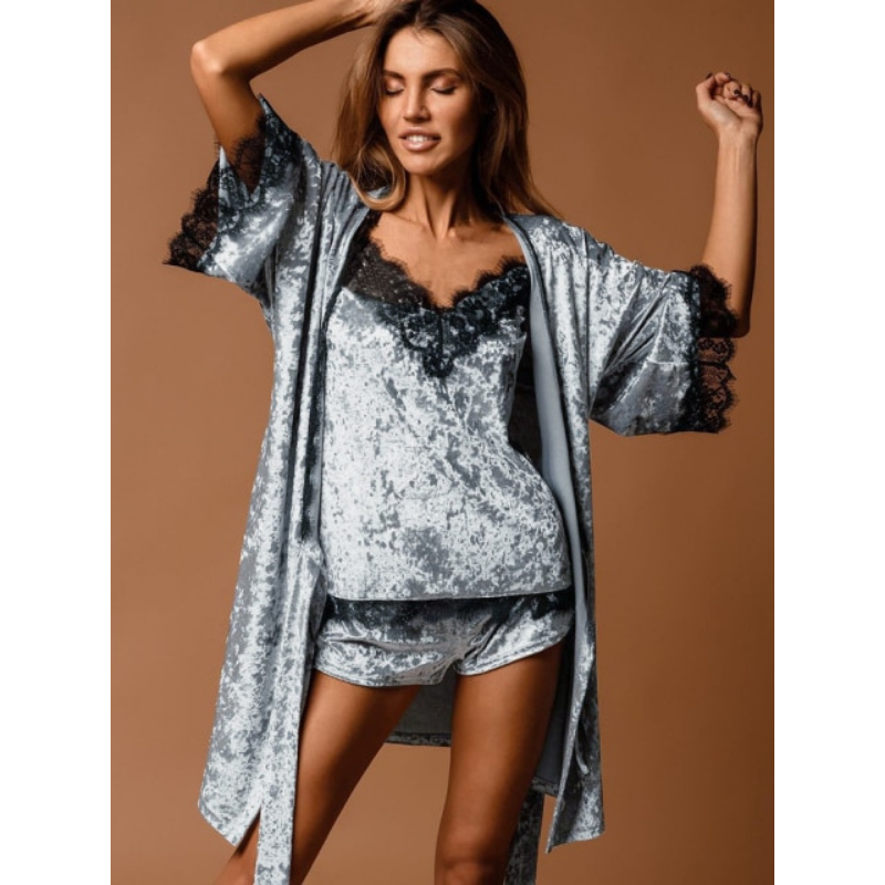 3 Piece Pajamas Velvet Suits With Shorts-Original Pajamas