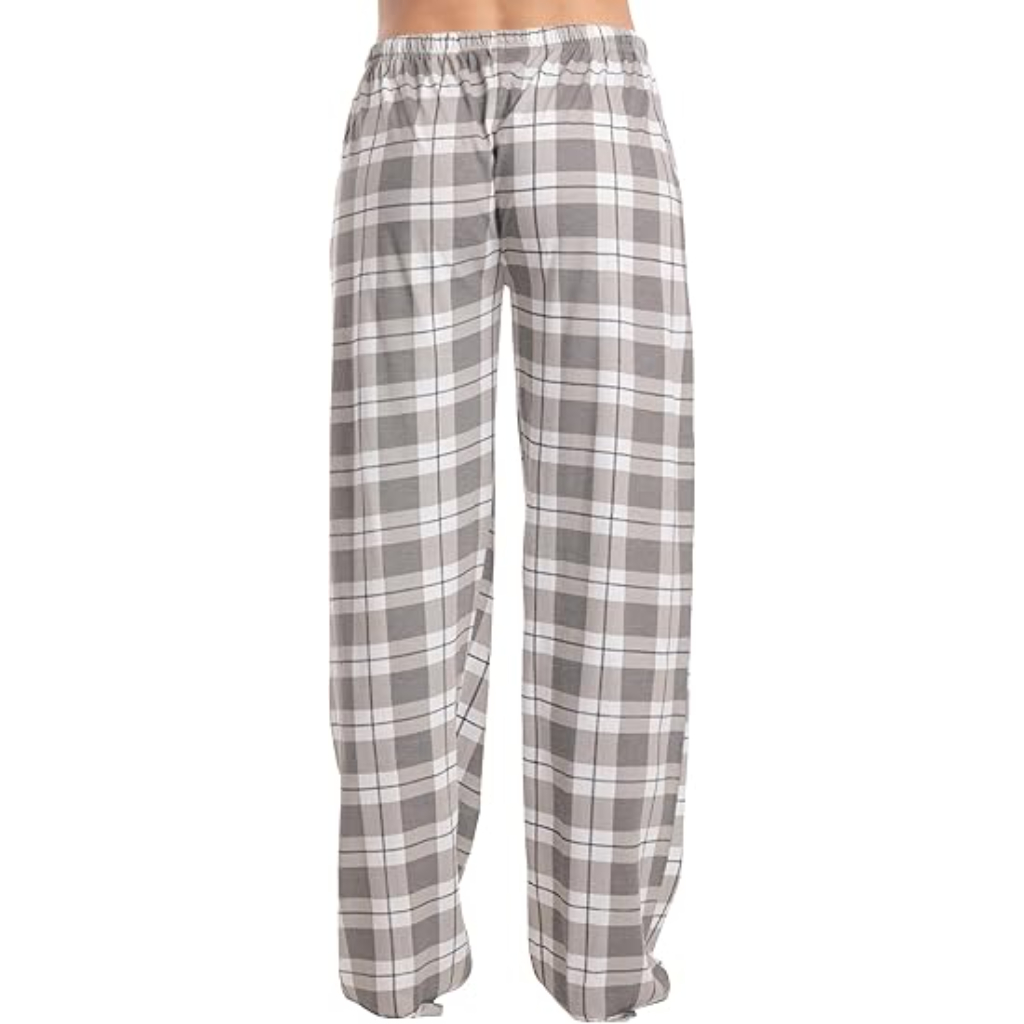 Plush Pajama Pants For Night Wear With Buffalo Plaid For Women