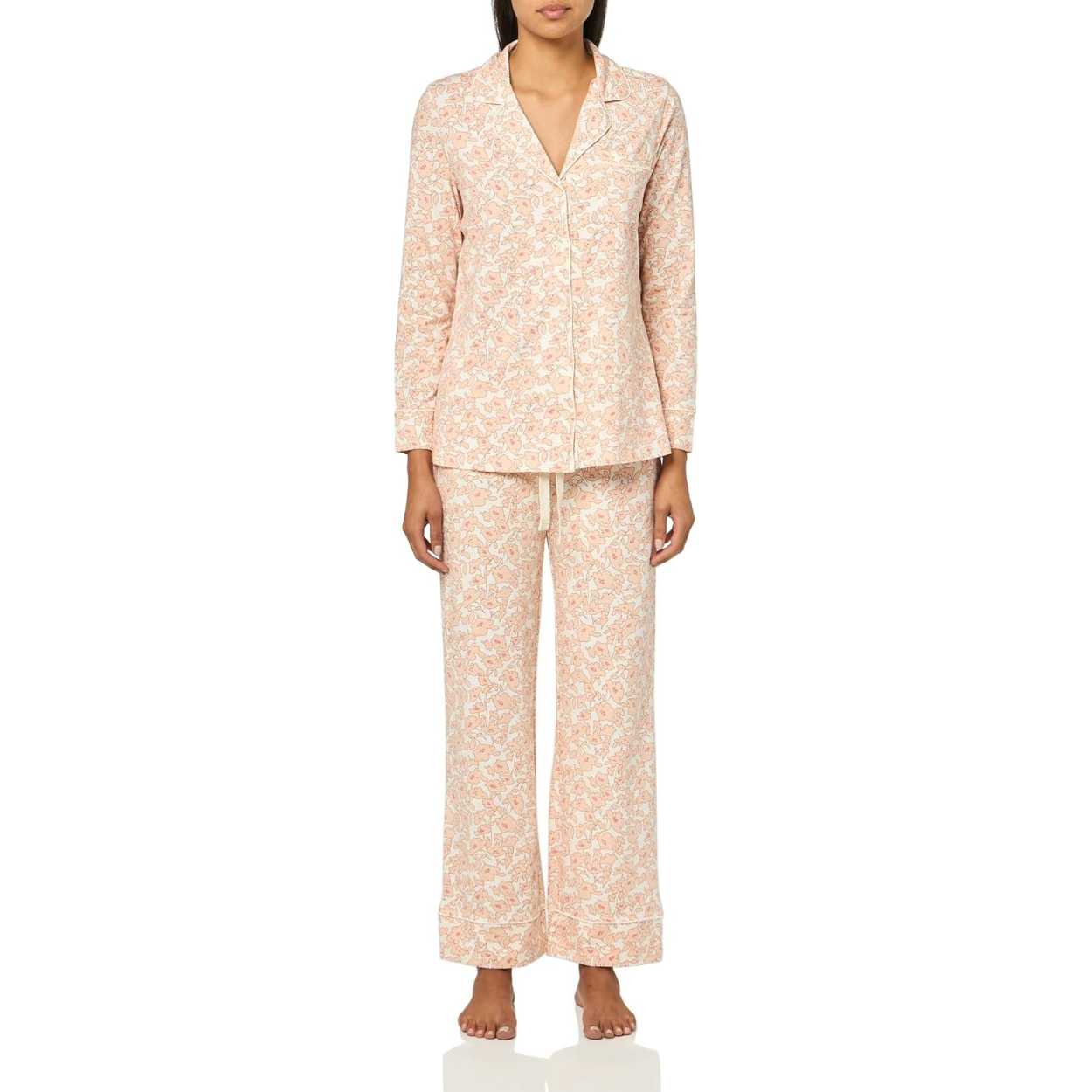 Long Sleeve Modal Pajama Set With Full Length Bottom Loungewear For Women