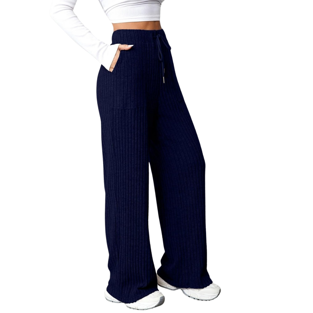 Ribbed Knit Lounge Pants With Pockets