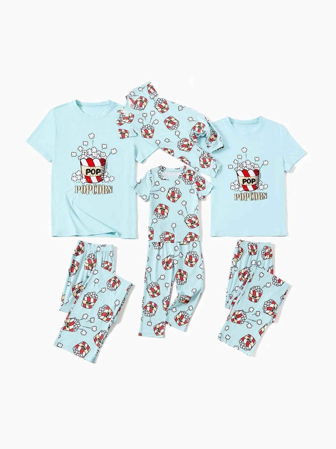 Christmas Popcorn Print Family Pajamas Set-Original Pajamas