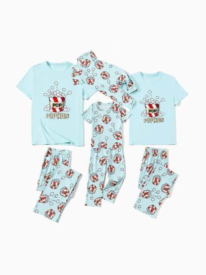 Christmas Popcorn Print Family Pajamas Set-Original Pajamas