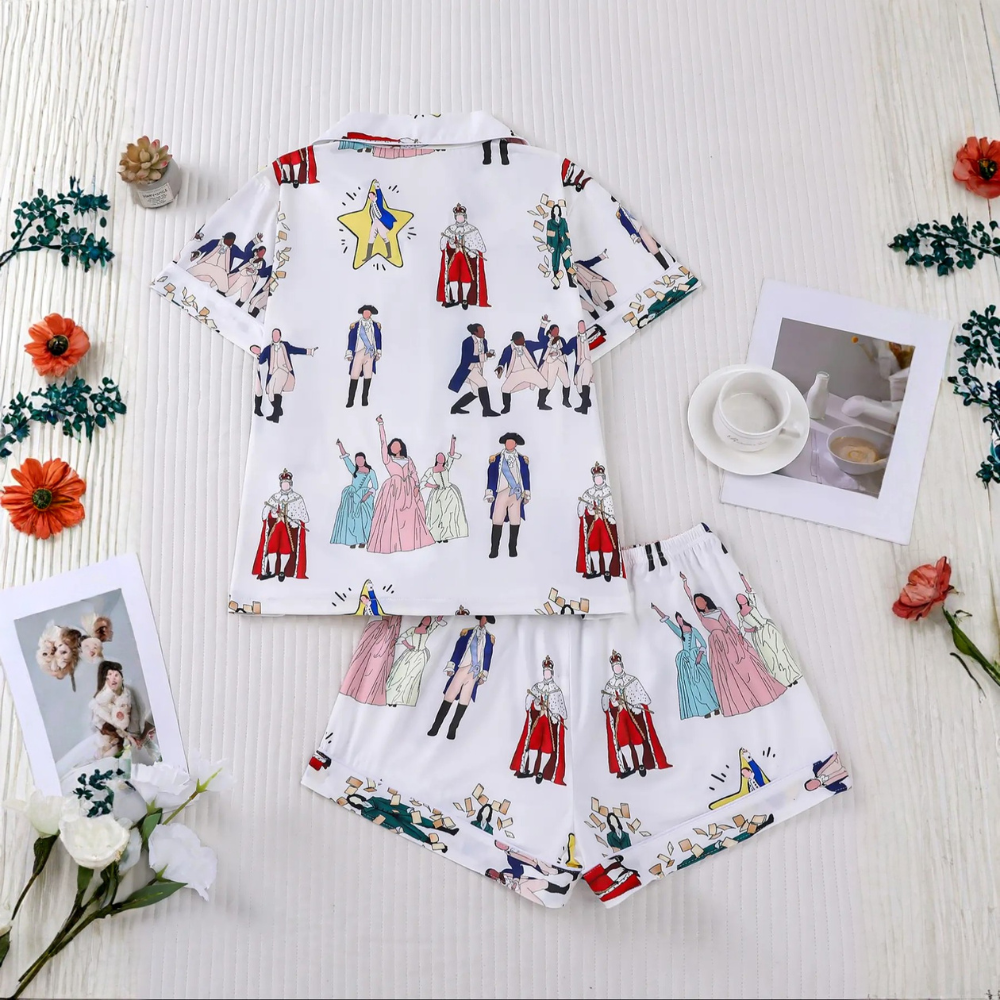 Two Piece Hamilton Musical Themed Pajama Set For Women