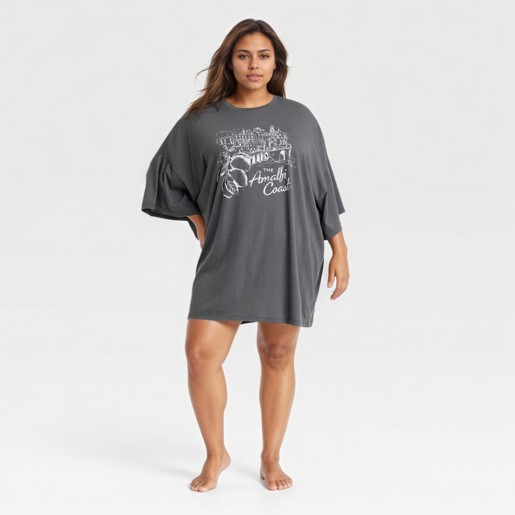 Womens Oversized Steel Gray 2X T Shirt Sleep Dress