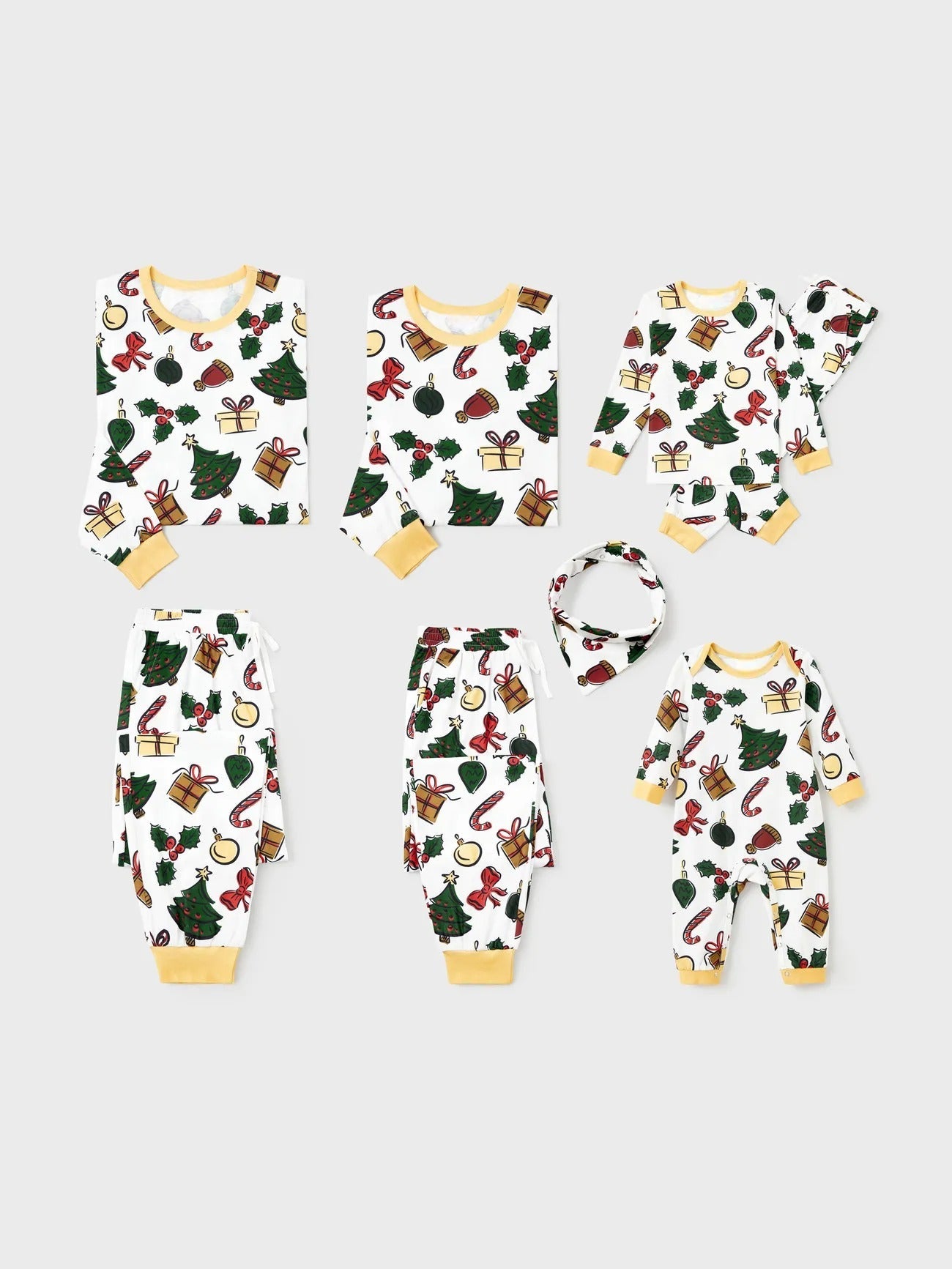 Christmas Tree And Gift Print Family Pajamas Set-Original Pajamas