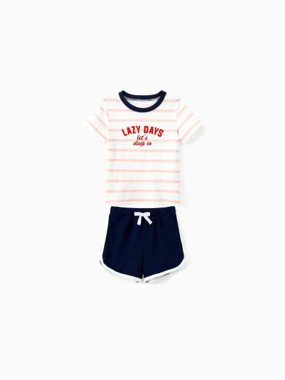 Family Matching Preppy Striped Pajama Set With Shorts-Original Pajamas