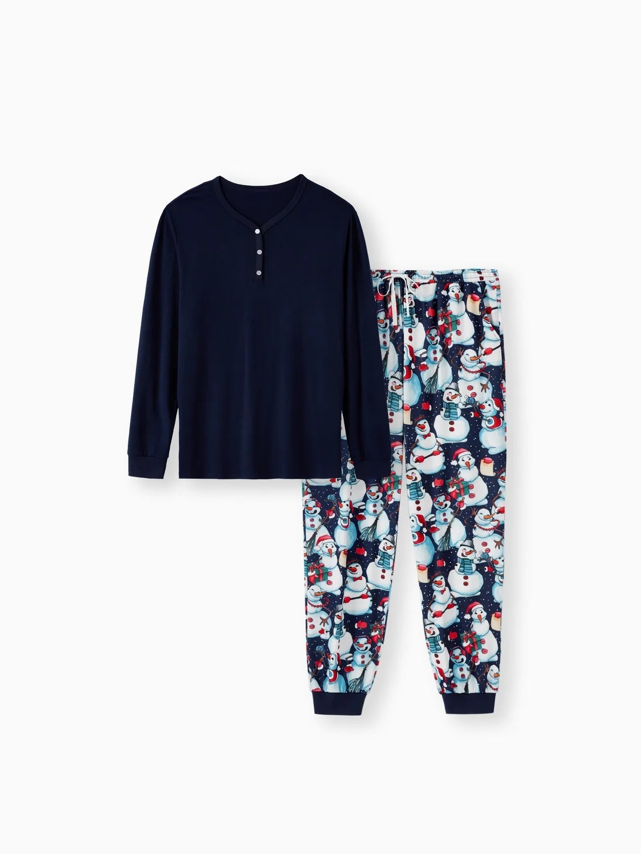 Family Matching Snowman Print Pajama Set With Long Sleeves-Original Pajamas