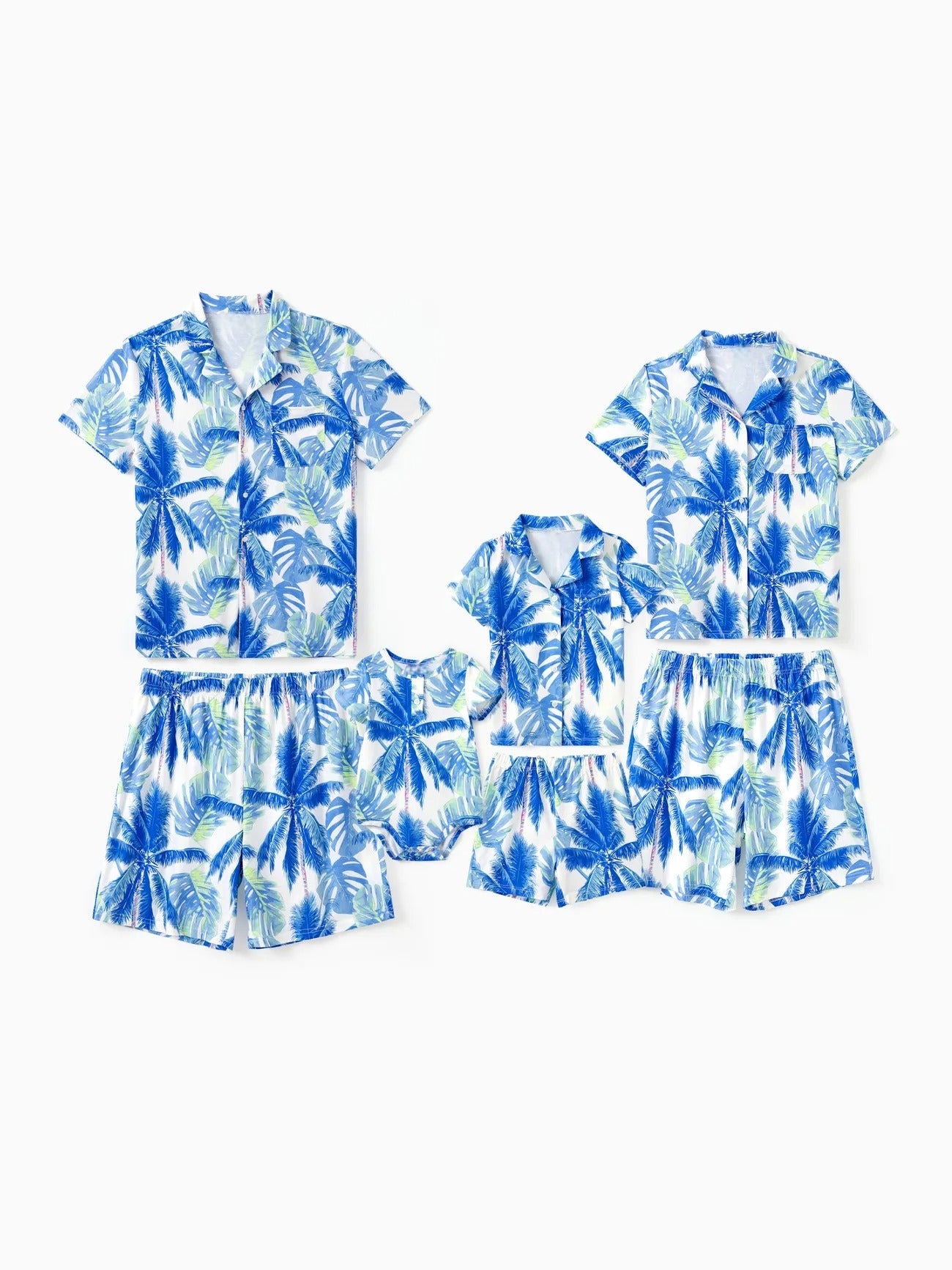 Family Matching Tropical Leaf Pattern Vacation Pajamas Set-Original Pajamas