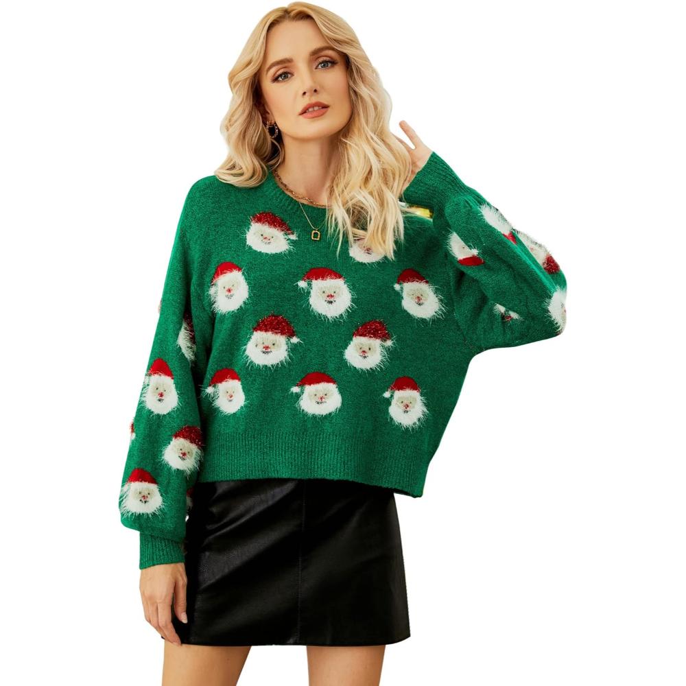 Santa Themed Knit Sweater For Holiday Parties-Original Pajamas