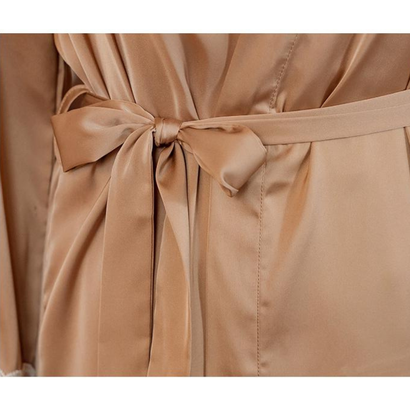 Champagne Polyester Pajamas 3 Pieces Kimono Bathrobe-Original Pajamas