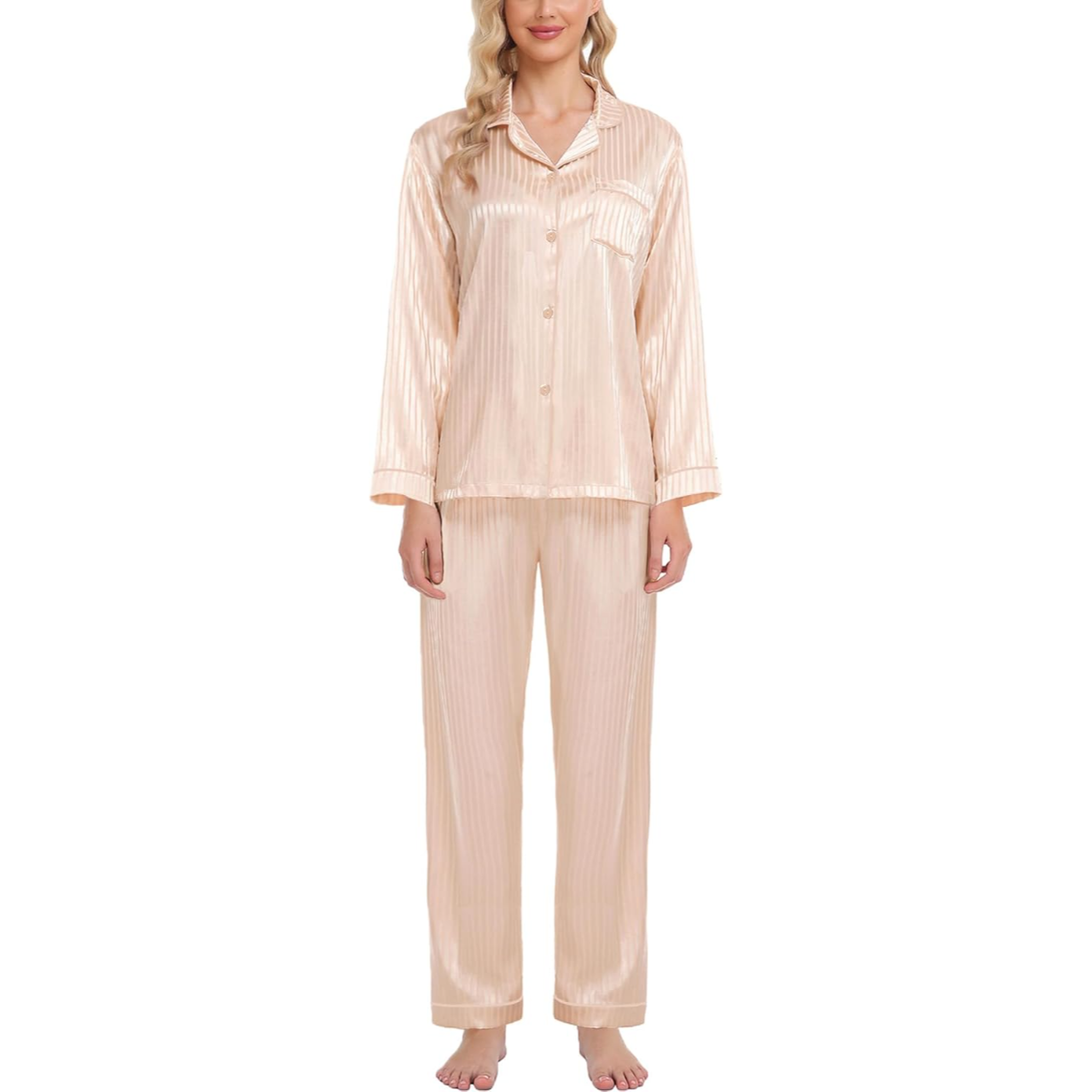Striped Satin Pajama Set-Original Pajamas