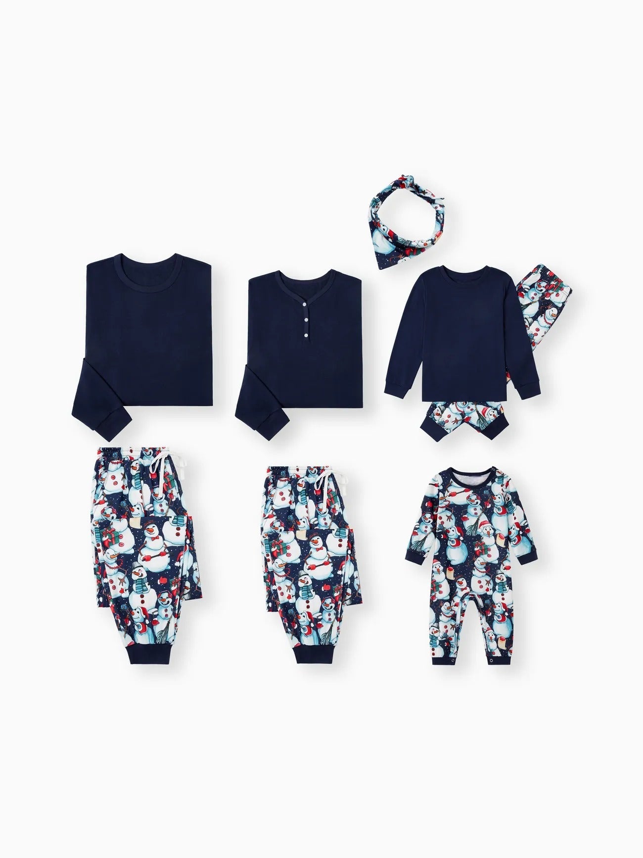 Family Matching Snowman Print Pajama Set With Long Sleeves-Original Pajamas
