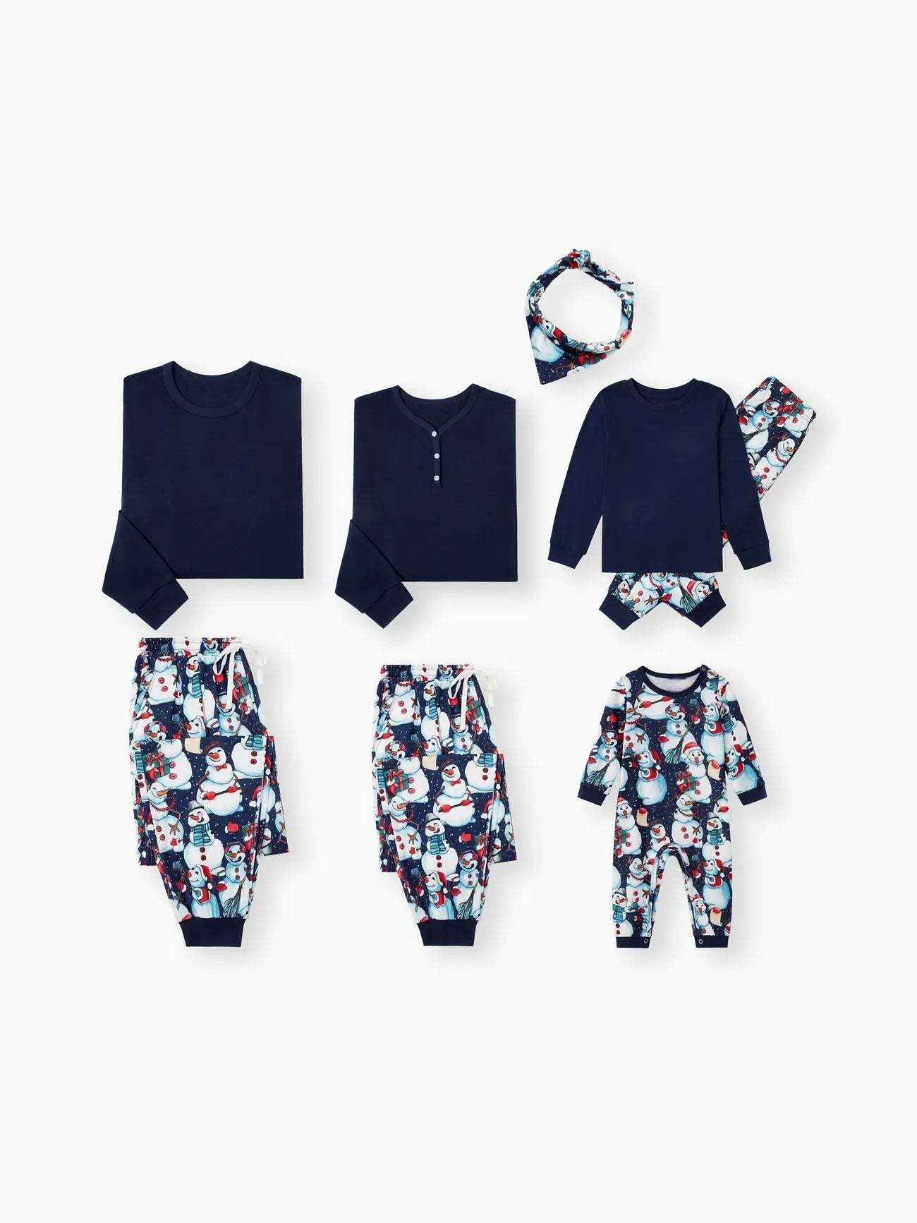 Family Matching Snowman Print Pajama Set With Long Sleeves-Original Pajamas