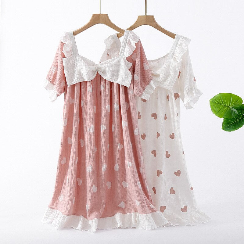 Ladies Cotton Long Dress Style Nightdress-Original Pajamas