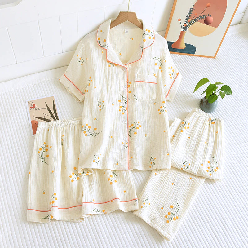 Short Sleeve Elegant Crepe Pajamas-Original Pajamas