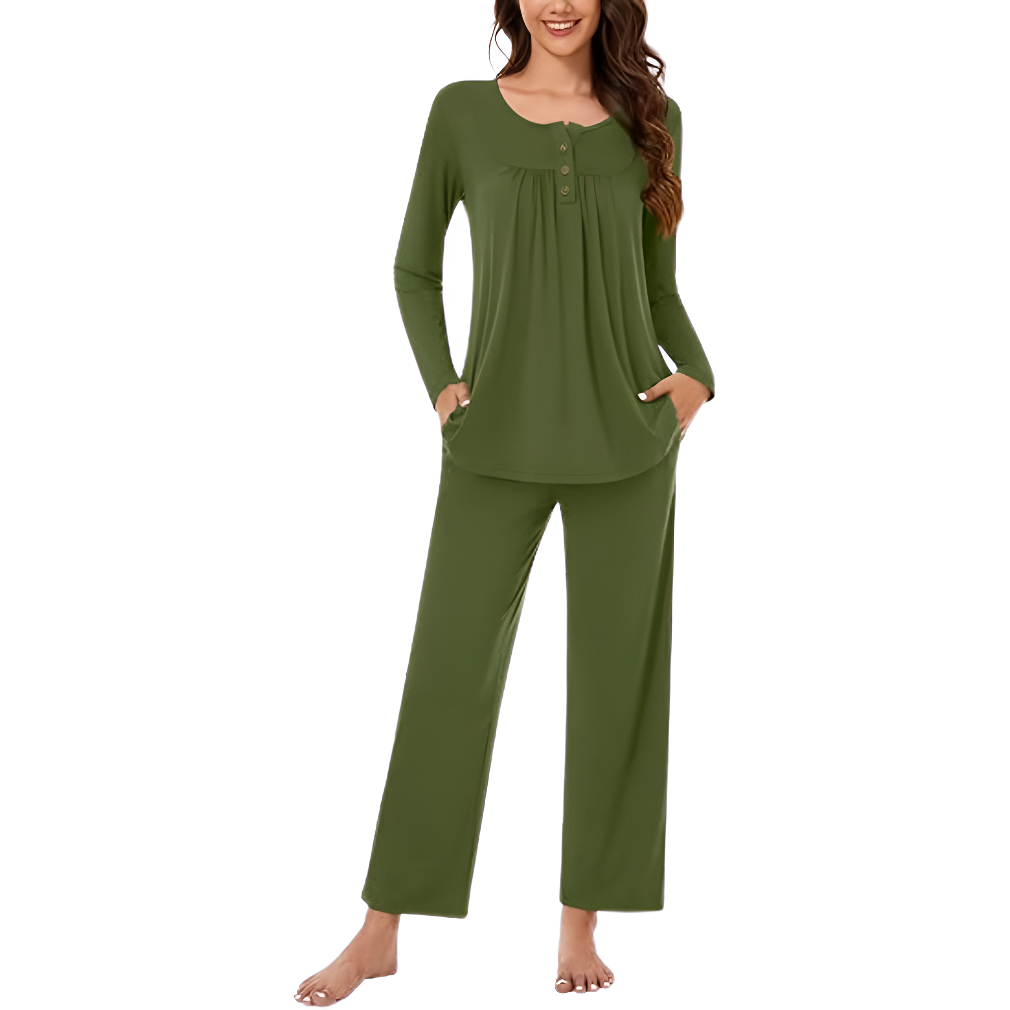 2 Piece Of Long Sleeve Top And Pants Lounge Pajama Set
