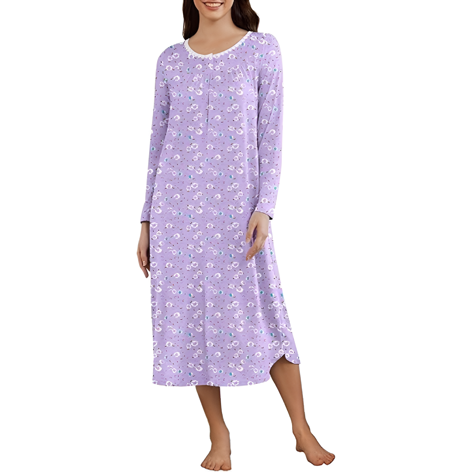 Full Length Nightgown For Women With Pockets