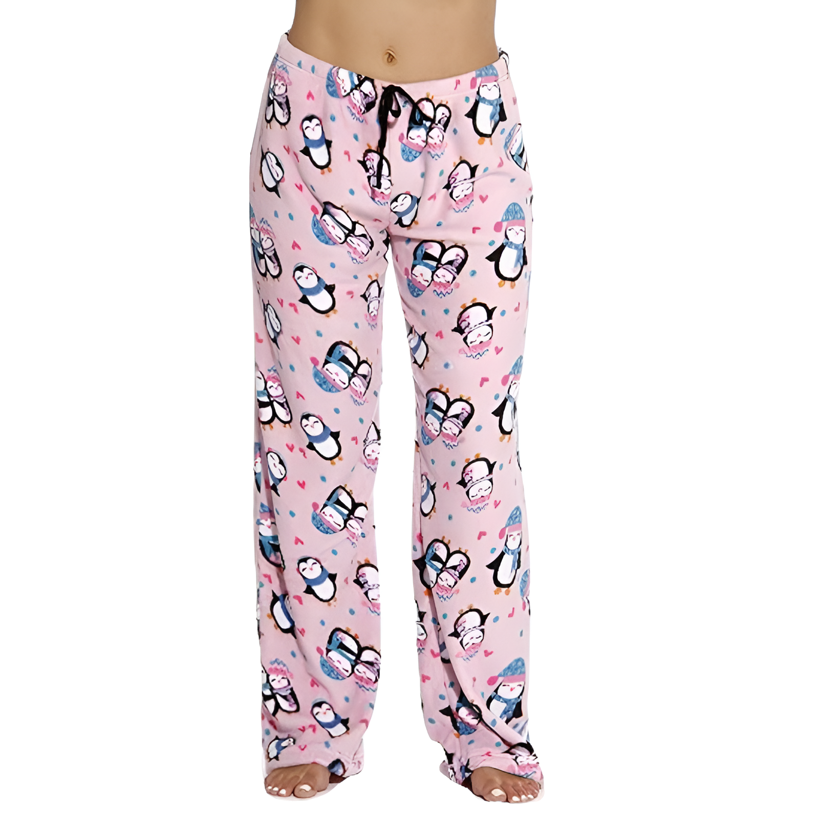 Plush Fleece Penguin Print Pajama Pants For Women