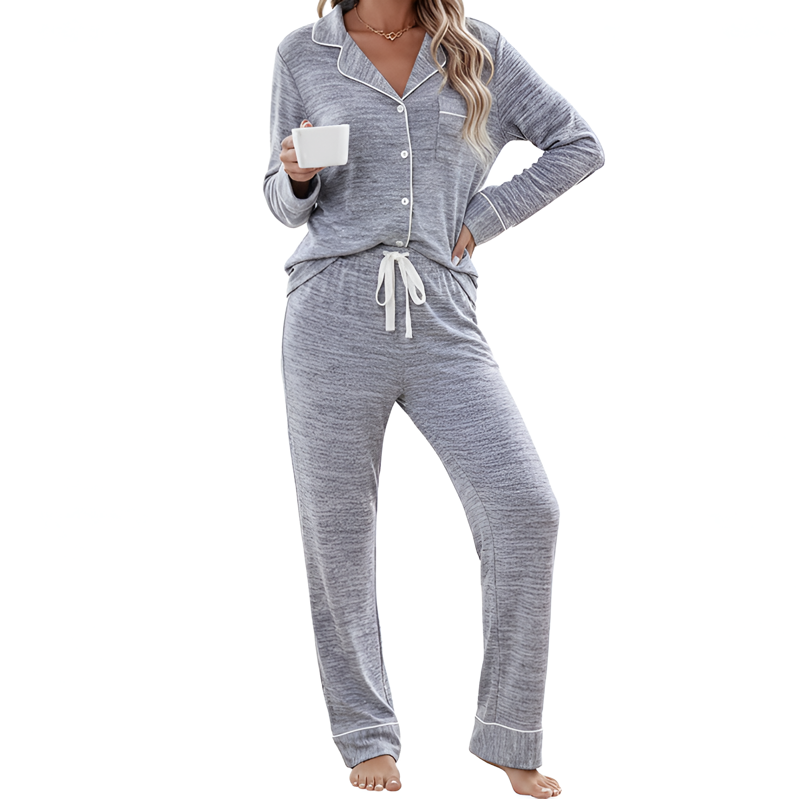 Family Christmas Pajama Set with Plaid Pants and Printed Tops