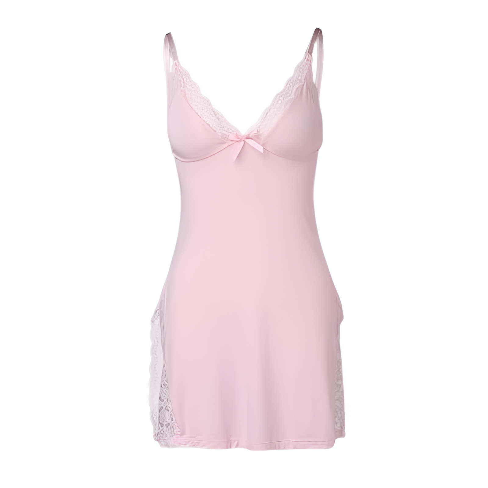 Cami Nightgown Dress With Lace Trim And Side Slit For Women