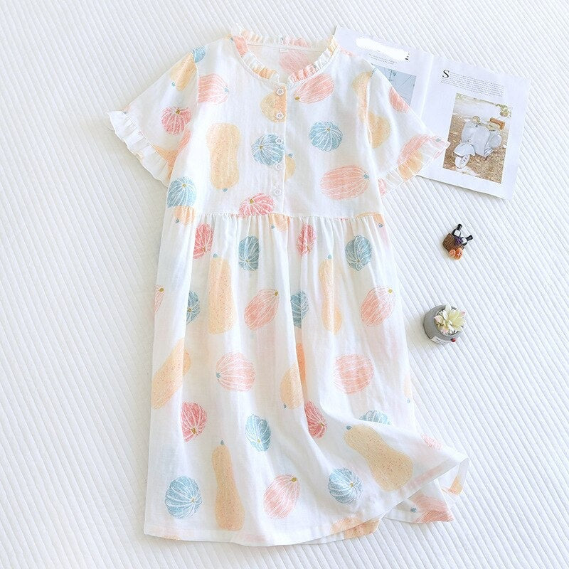 Ladies Cotton Printed Nightdress-Original Pajamas