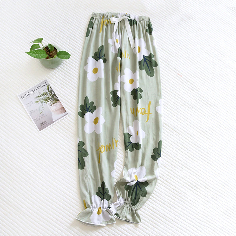 Women's Loose Floral Viscose Pants-Original Pajamas