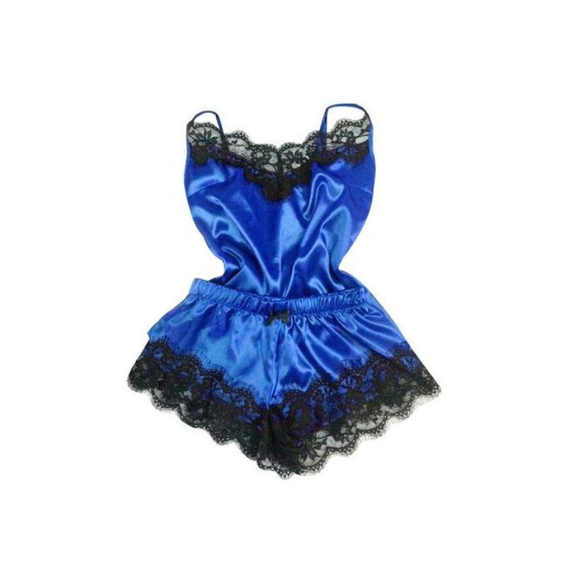 Women's Black Lace V-Neck Pajamas Set-Original Pajamas